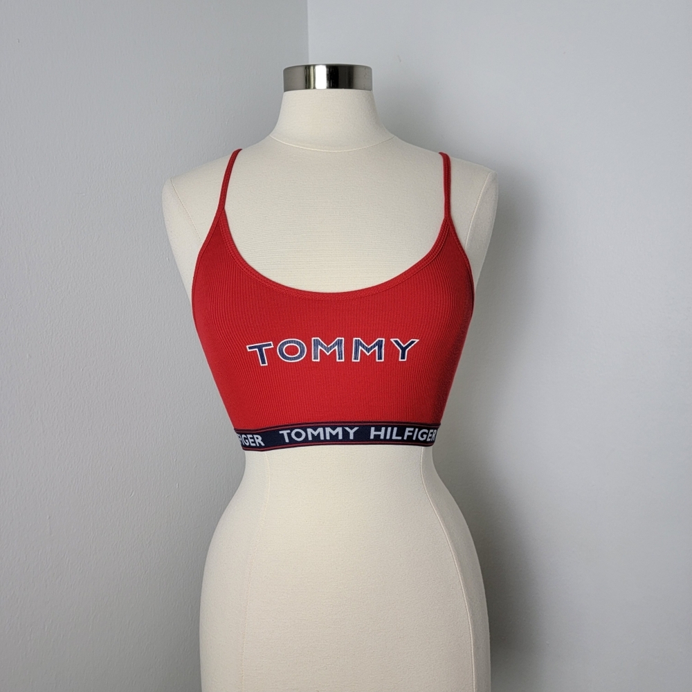 Urban Outfitters Tommy Hilfiger Logo Red Ribbed Bralette Size Medium